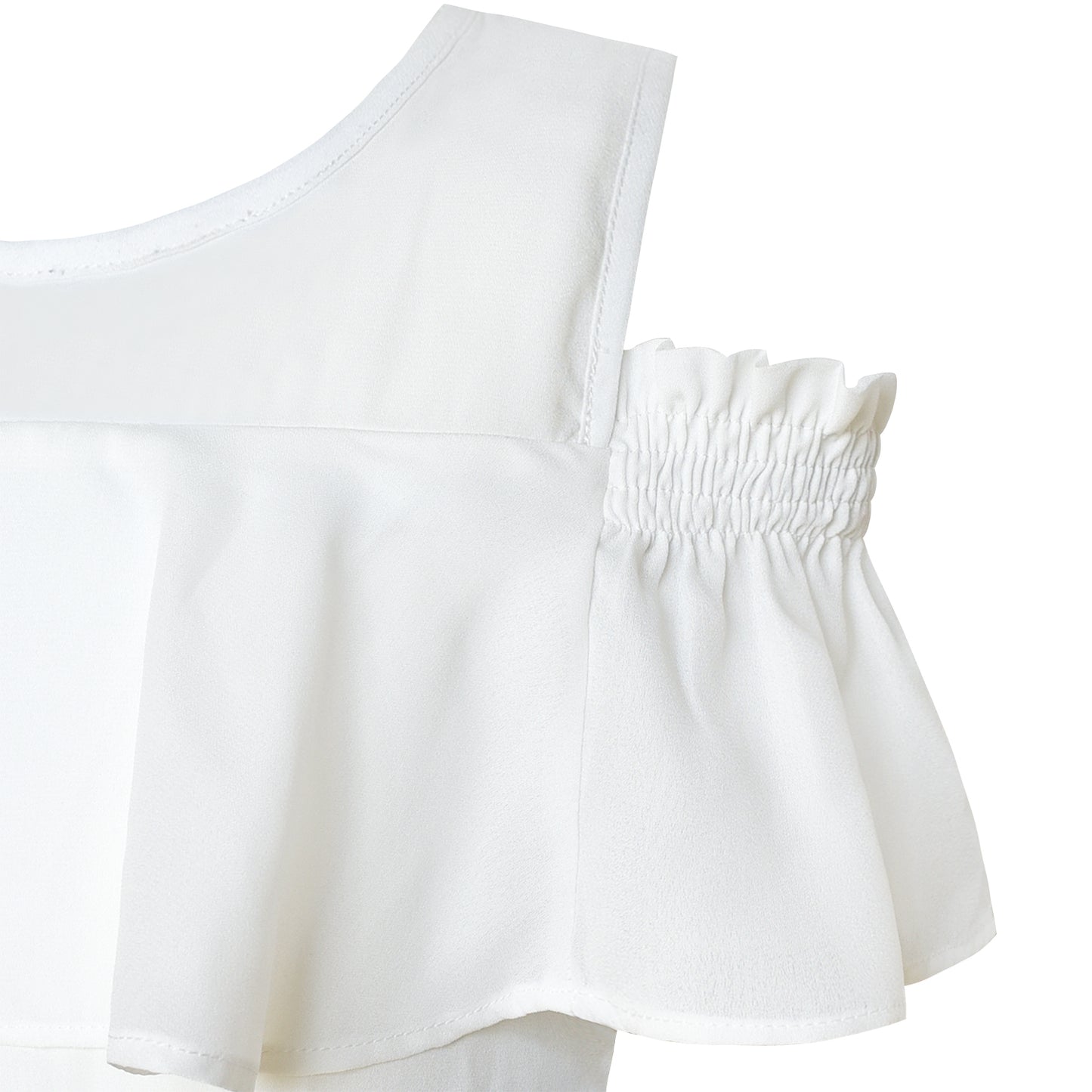 Girls Dress Chiffon Butterfly Ruffle Cold Shoulder Size 4-14 Years
