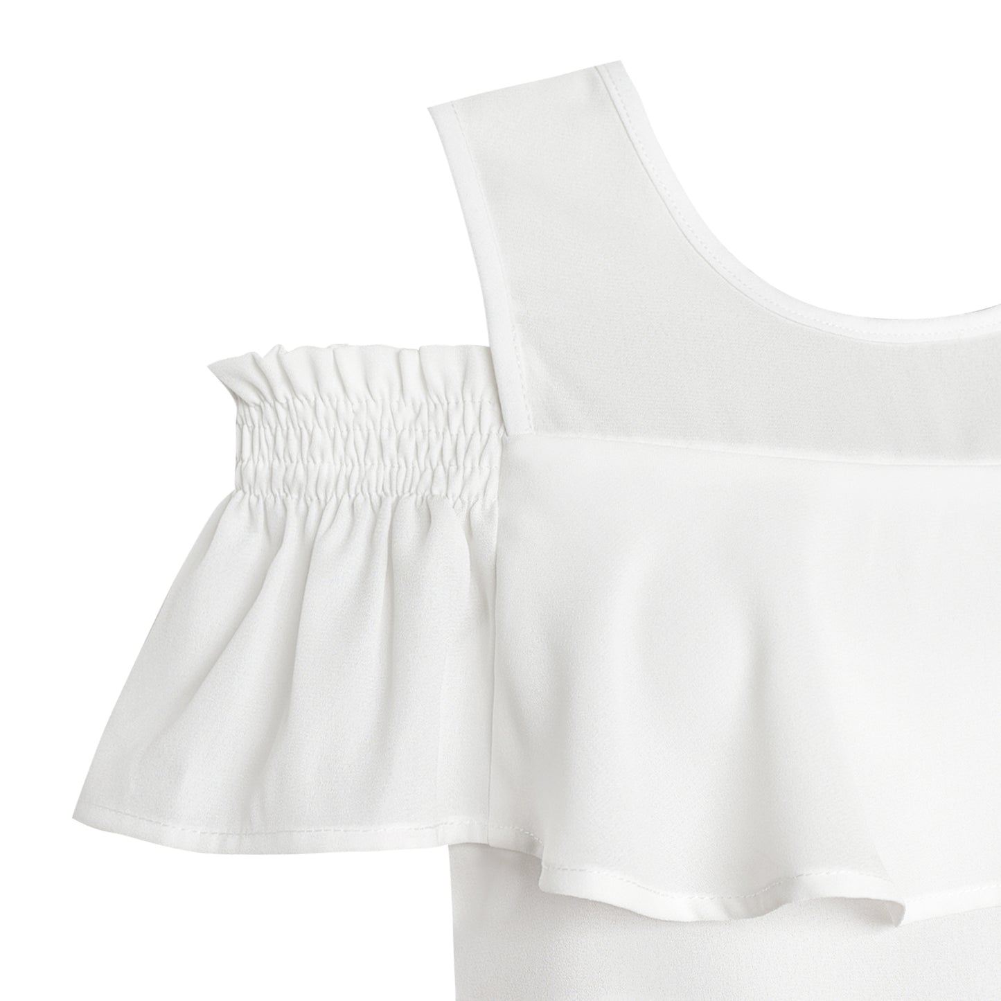 Girls Dress Chiffon Butterfly Ruffle Cold Shoulder Size 4-14 Years