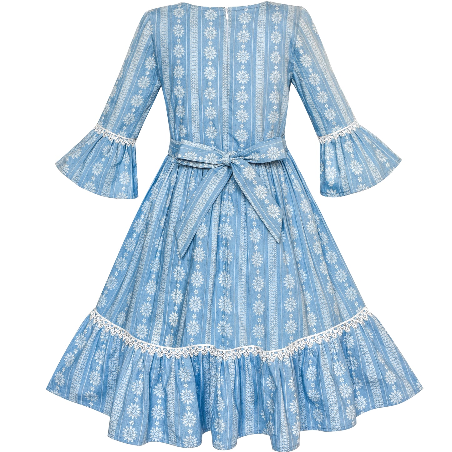 Girls Dress Chiffon Bell Sleeve Floral Elegant Dress Size 5-14 Years