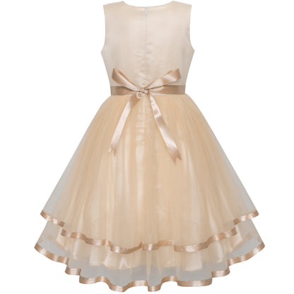 Sunny Fashion Girls Elegant Wave Hem Tulle Party Dress