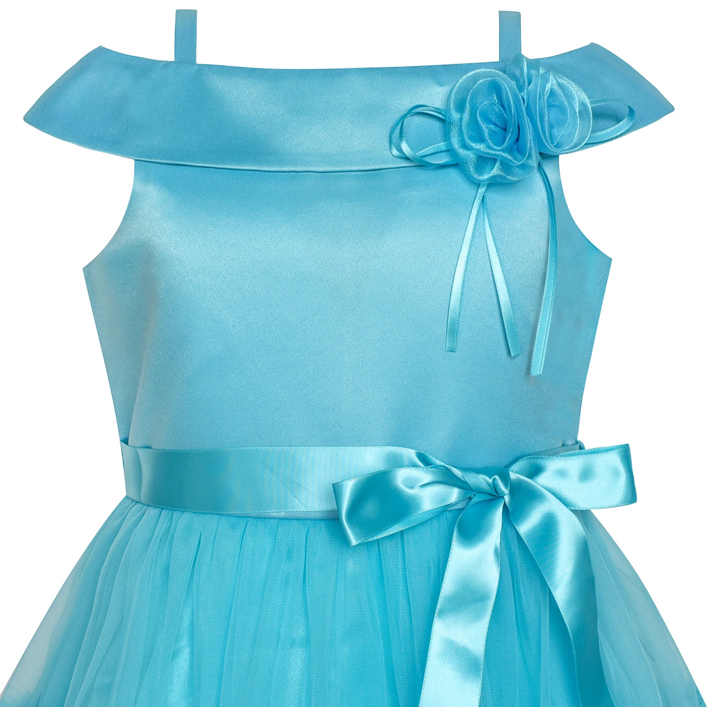 Girls Dress Off Shoulder Hi-low Skirt Bridesmaid Size 4-14 Years