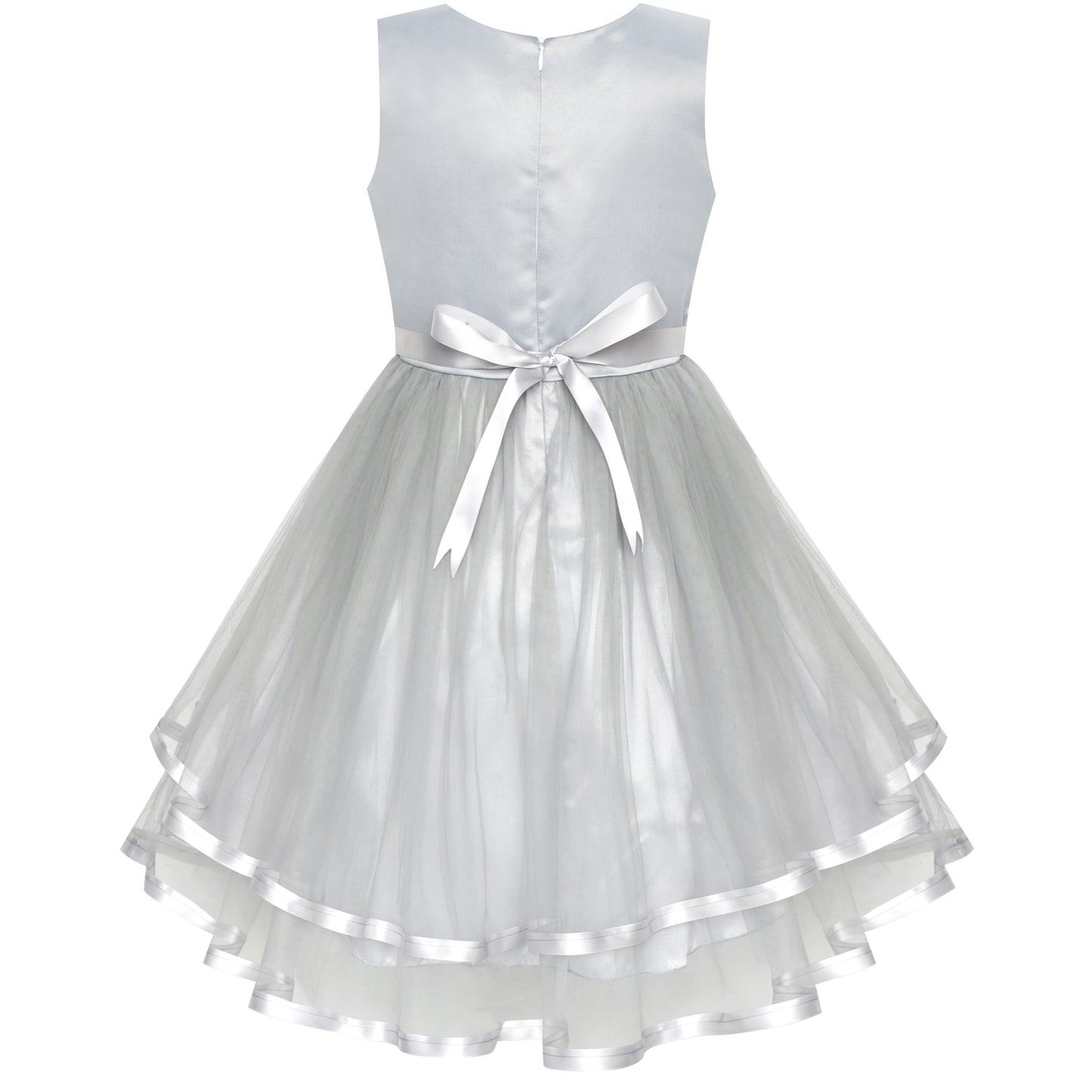 Sunny Fashion Girls Elegant Wave Hem Tulle Party Dress