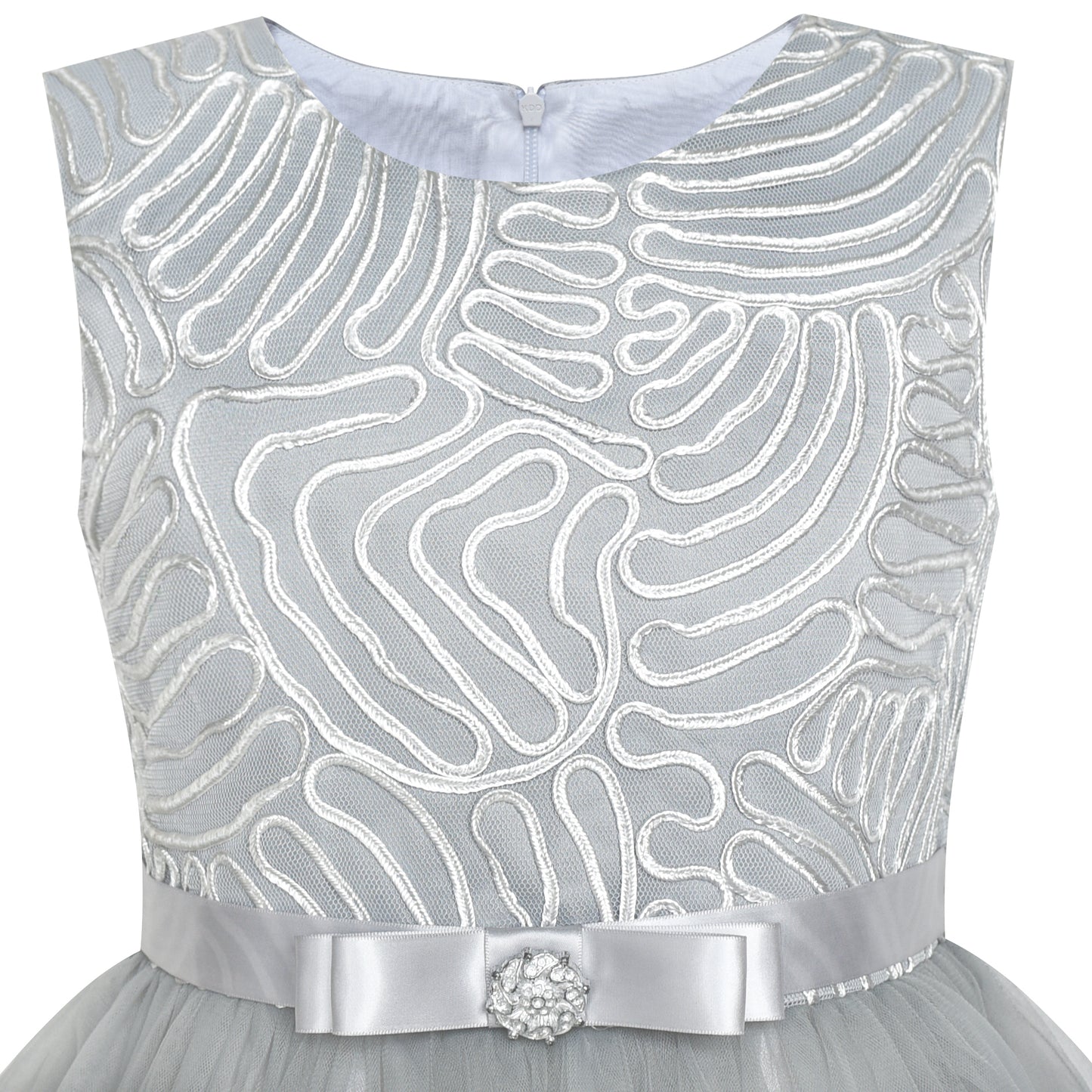 Sunny Fashion Girls Elegant Wave Hem Tulle Party Dress