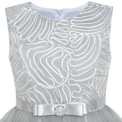 Sunny Fashion Girls Elegant Wave Hem Tulle Party Dress