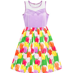 Girls Dress Lace Stripe Collar Party Size 4-14 Years