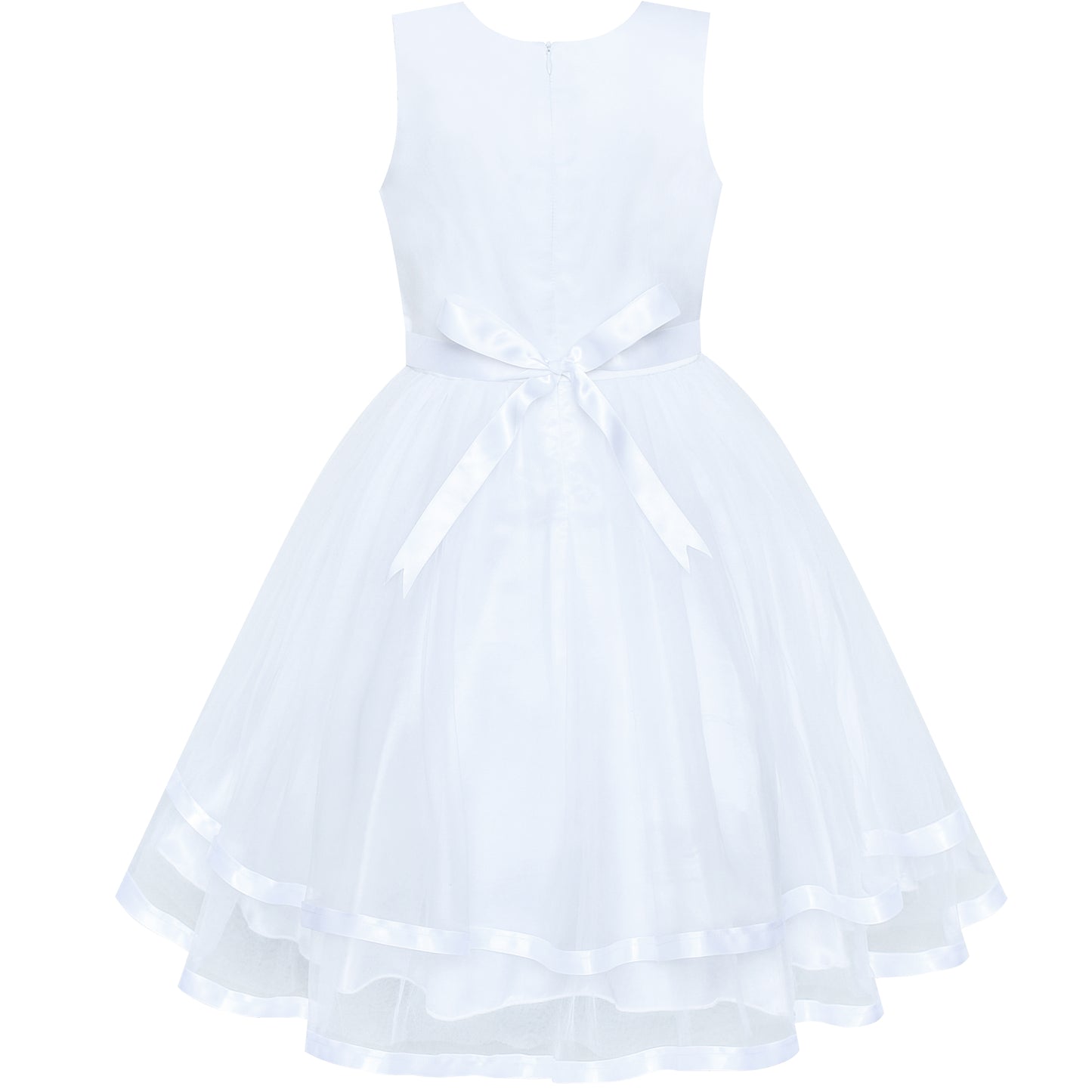 Sunny Fashion Girls Elegant Wave Hem Tulle Party Dress