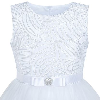 Sunny Fashion Girls Elegant Wave Hem Tulle Party Dress