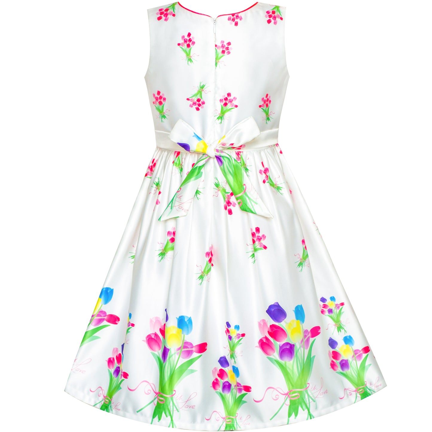 Girls Dress Flower Halter Flare Dress Princess Size 5-14 Years