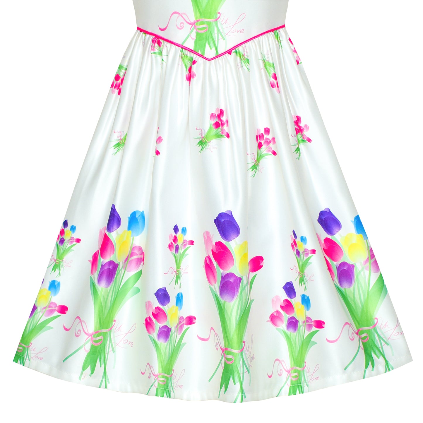Girls Dress Flower Halter Flare Dress Princess Size 5-14 Years