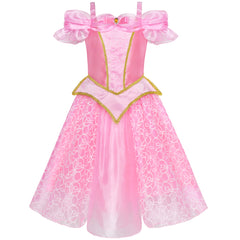 Princess Aurora Costume Briar Rose Accessories Crown Magic Wand Size 4-12 Years