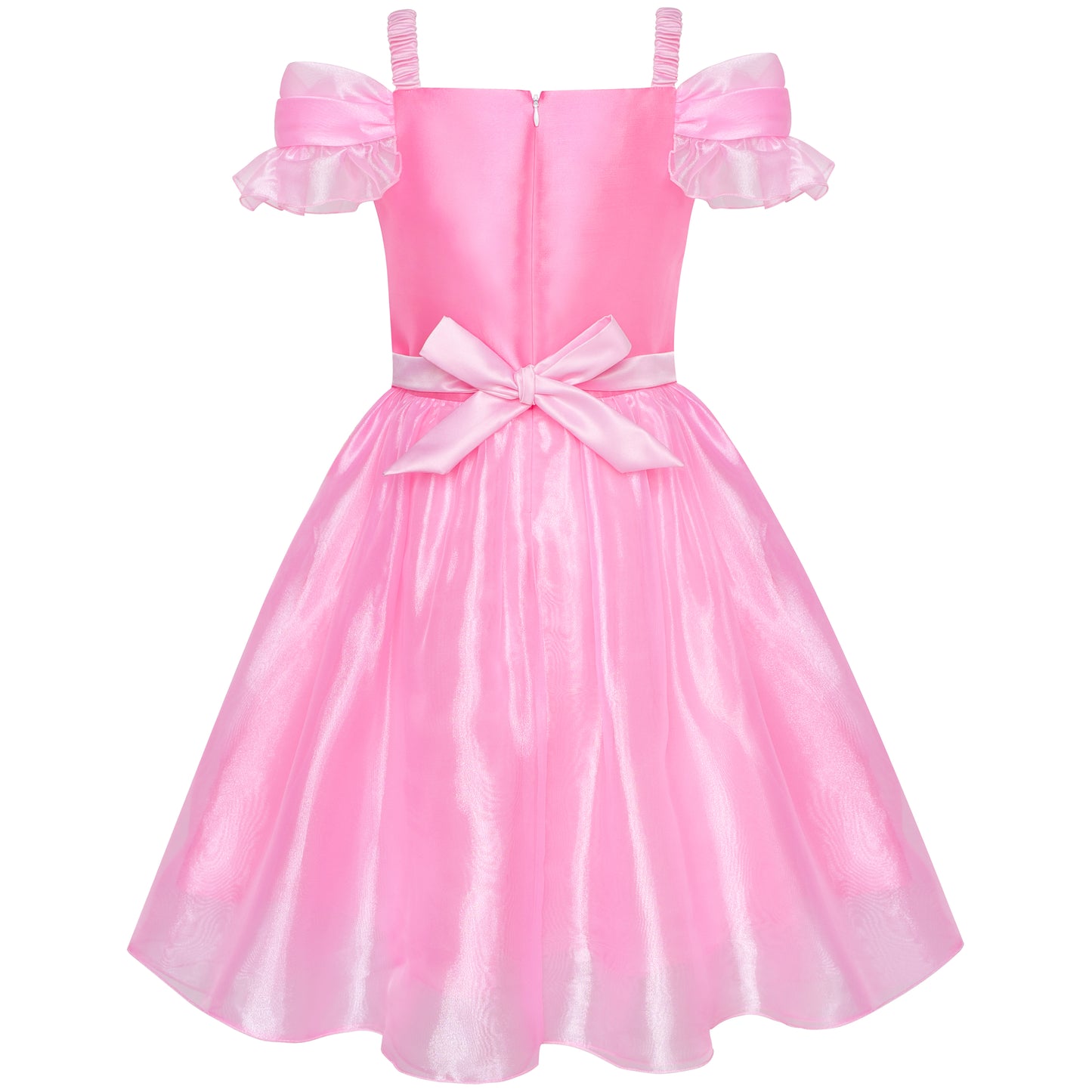 Sleeping Beauty Aurora Princess Dress Pink Off Shoulder Ball Gown Costume Dress for Girls Birthday Party Dress Up Outfits