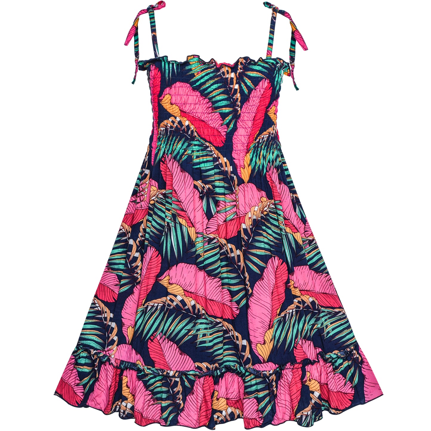 Girls Dress Tank Smocked Dress Cat Leopard Size 2-14 Years