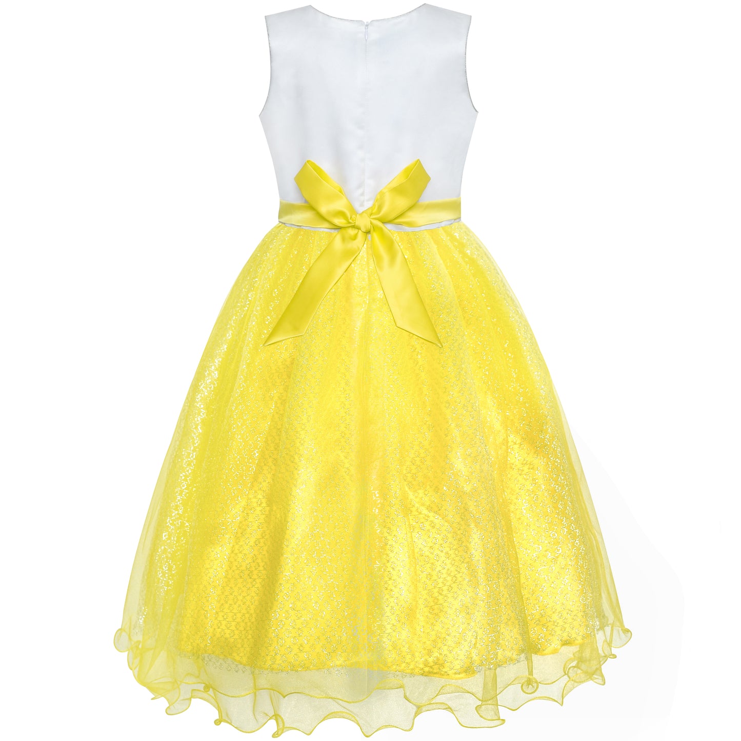 Girls Dress Flower Sparkling Sequins Belted Tulle Party Size 4-14 Years