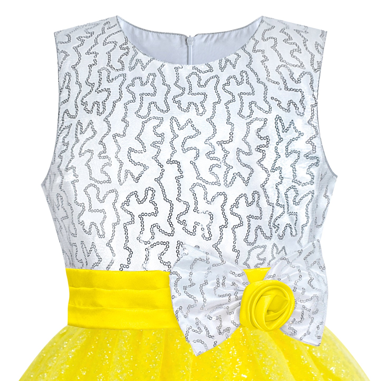 Girls Dress Flower Sparkling Sequins Belted Tulle Party Size 4-14 Years