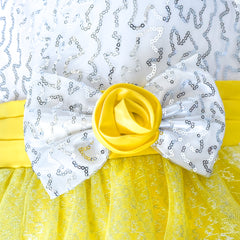 Girls Dress Flower Sparkling Sequins Belted Tulle Party Size 4-14 Years