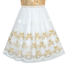 Girls Dress Butterfly Embroidered Halter Dress Party Size 5-12 Years