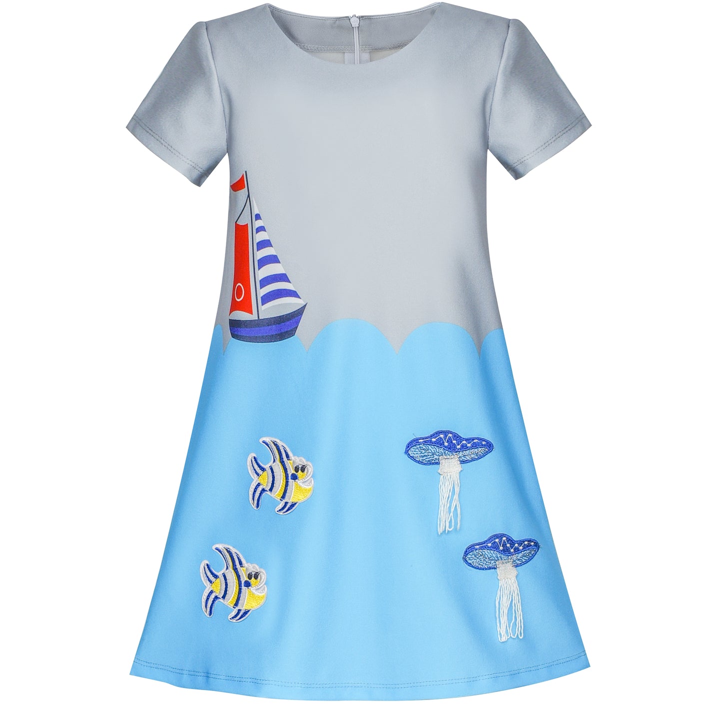 Girls Dress Tee Shirt Forest Tree House Applique Squirrel Short Sleeve Size 3-10 Years