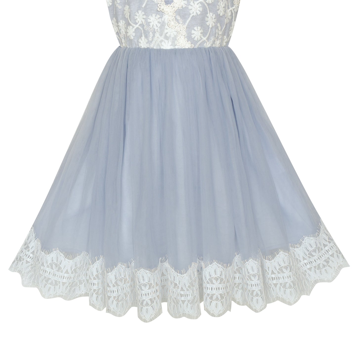 Girls Dress Collar Lace Short Sleeve Birthday Size 5-12 Years