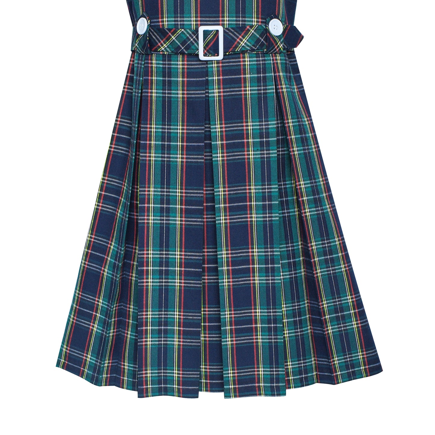 Girls Dress Khaki Button Back School Pleated Hem Size 6-14 Years