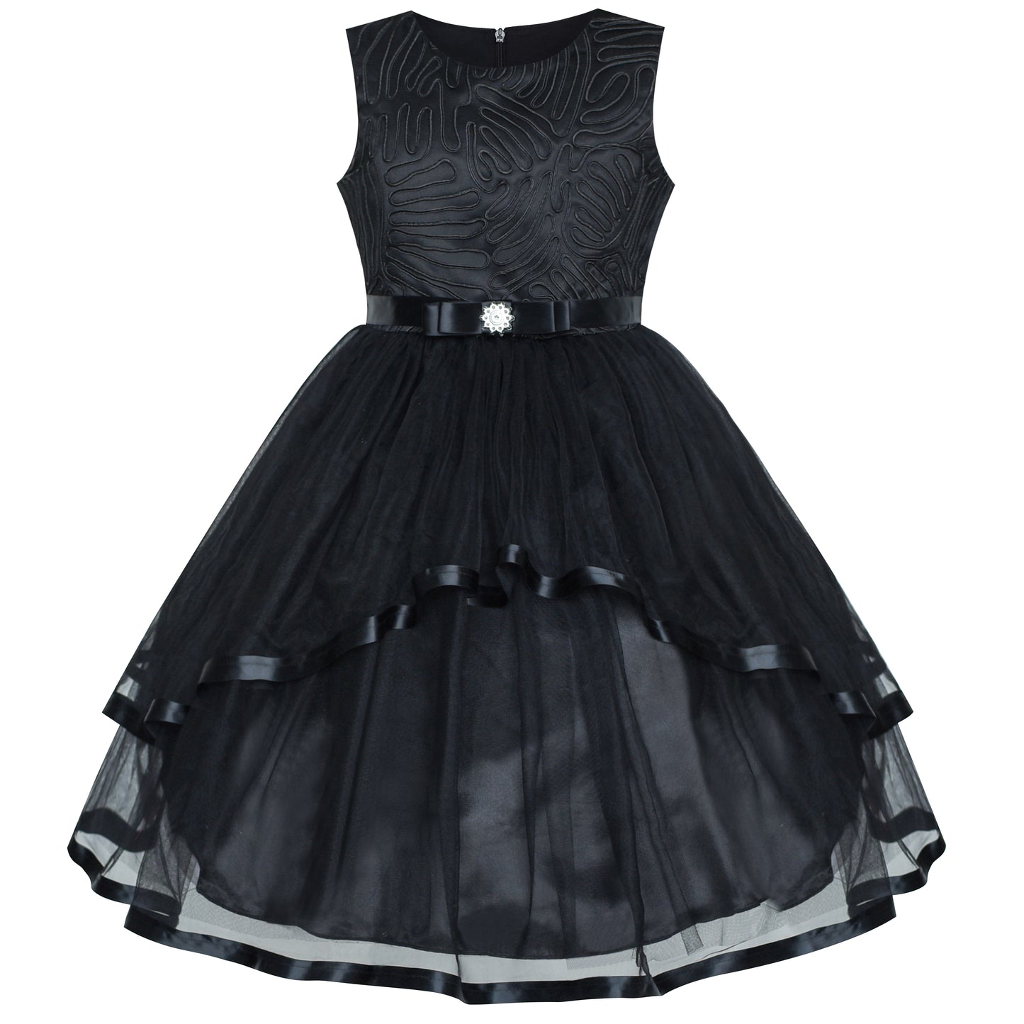 Sunny Fashion Girls Elegant Wave Hem Tulle Party Dress