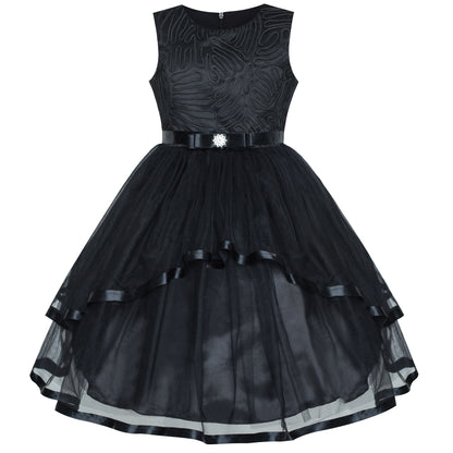 Sunny Fashion Girls Elegant Wave Hem Tulle Party Dress