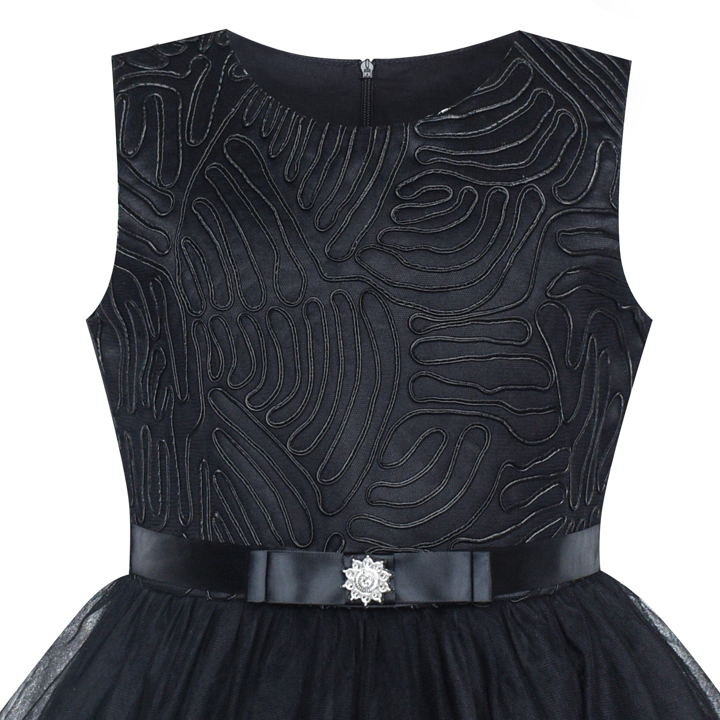 Sunny Fashion Girls Elegant Wave Hem Tulle Party Dress