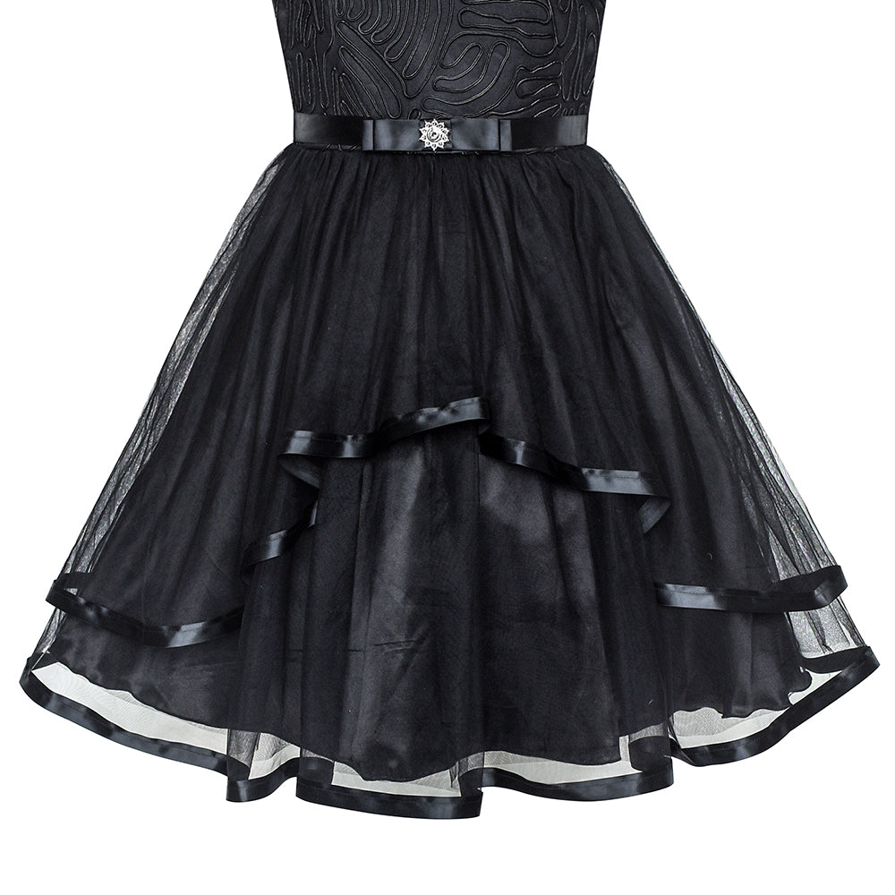 Sunny Fashion Girls Elegant Wave Hem Tulle Party Dress