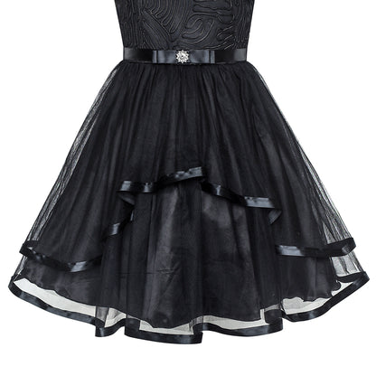Sunny Fashion Girls Elegant Wave Hem Tulle Party Dress