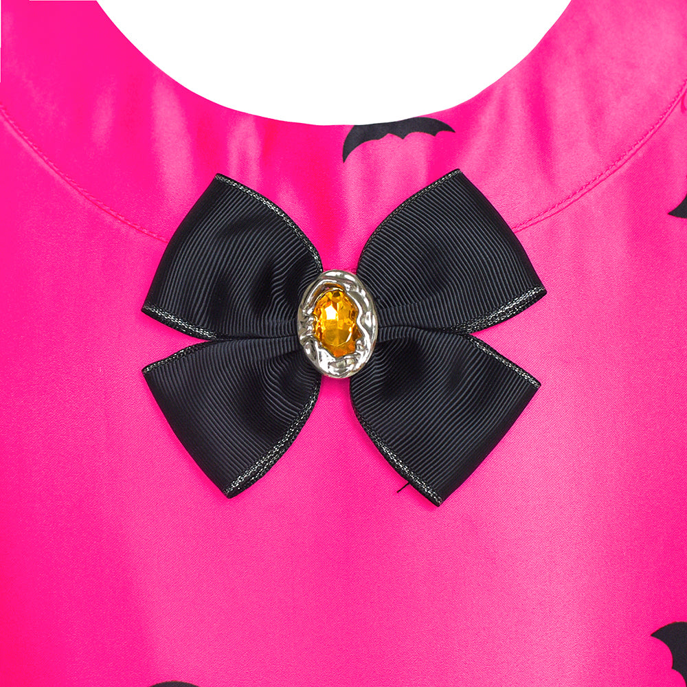 Girls Dress Halloween Witch Bat Pumpkin Costume Halter Dress Size 7-14 Years