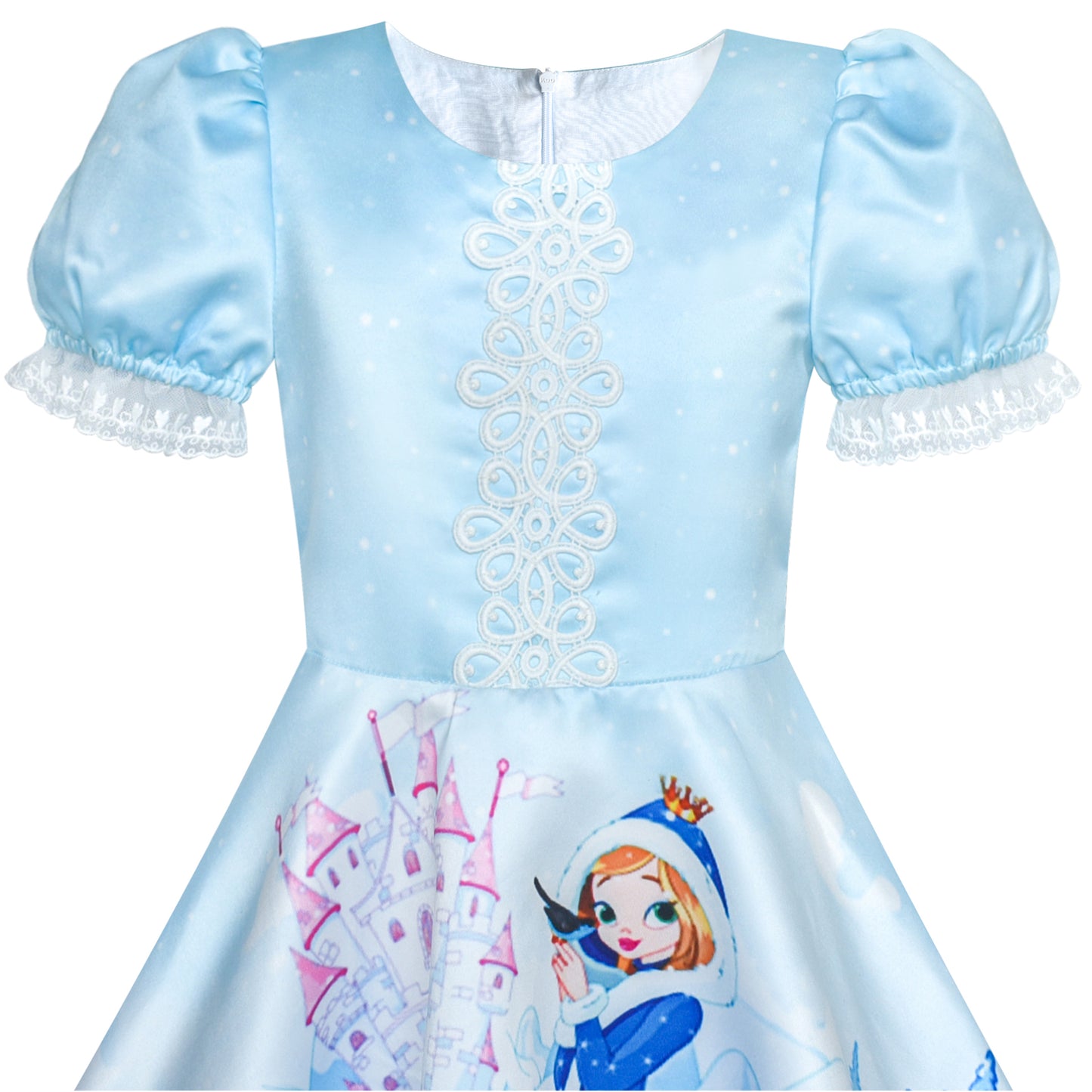 Girls Dress Bow Tie Jacquard Fit And Flare Princess Size 3-12 Years