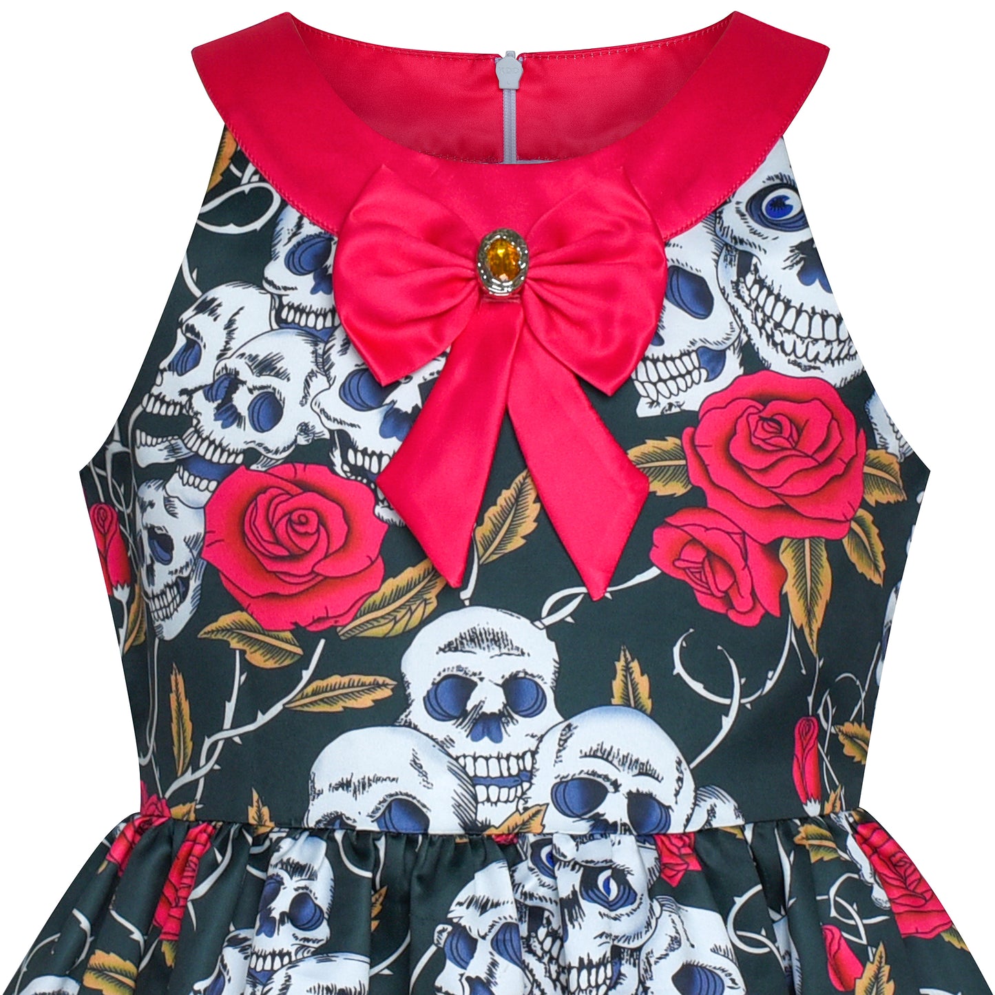 Girls Dress Halloween Witch Bat Pumpkin Costume Halter Dress Size 7-14 Years