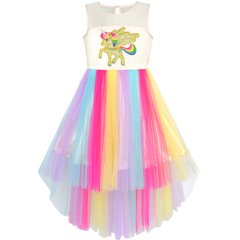 Girls Dress Sequin Backless Floral Hollow Back Lace Wedding Size 3-14 Years