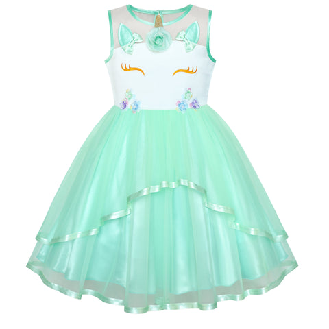 Flower Girls Dress Lace Belted Wedding Party Size 4-14 Years