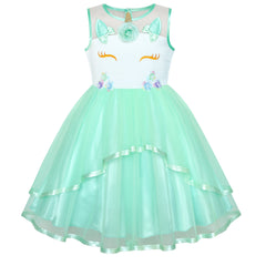 Flower Girls Dress Lace Belted Wedding Party Size 4-14 Years
