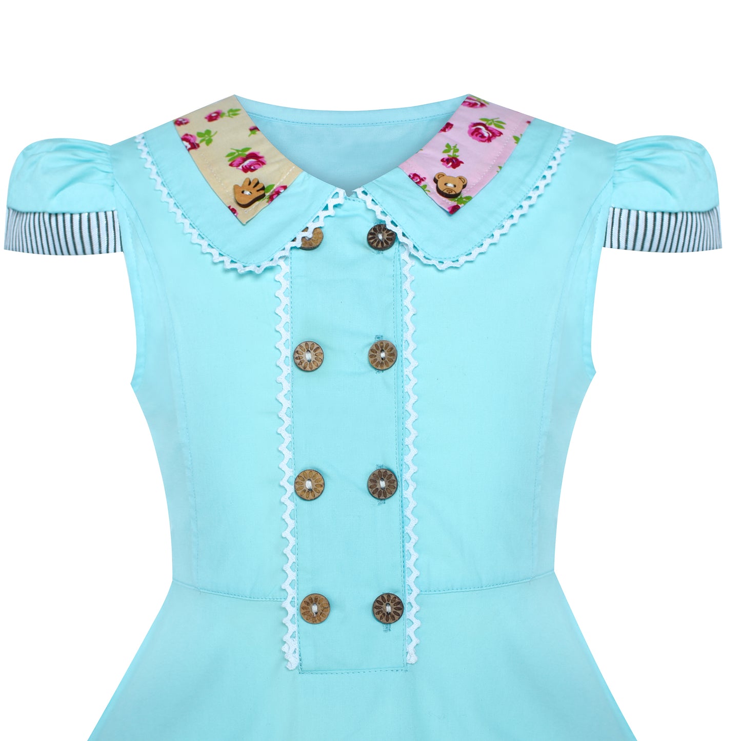 Girls Dress Button Casual Short Sleeve Everyday Size 6-14 Years