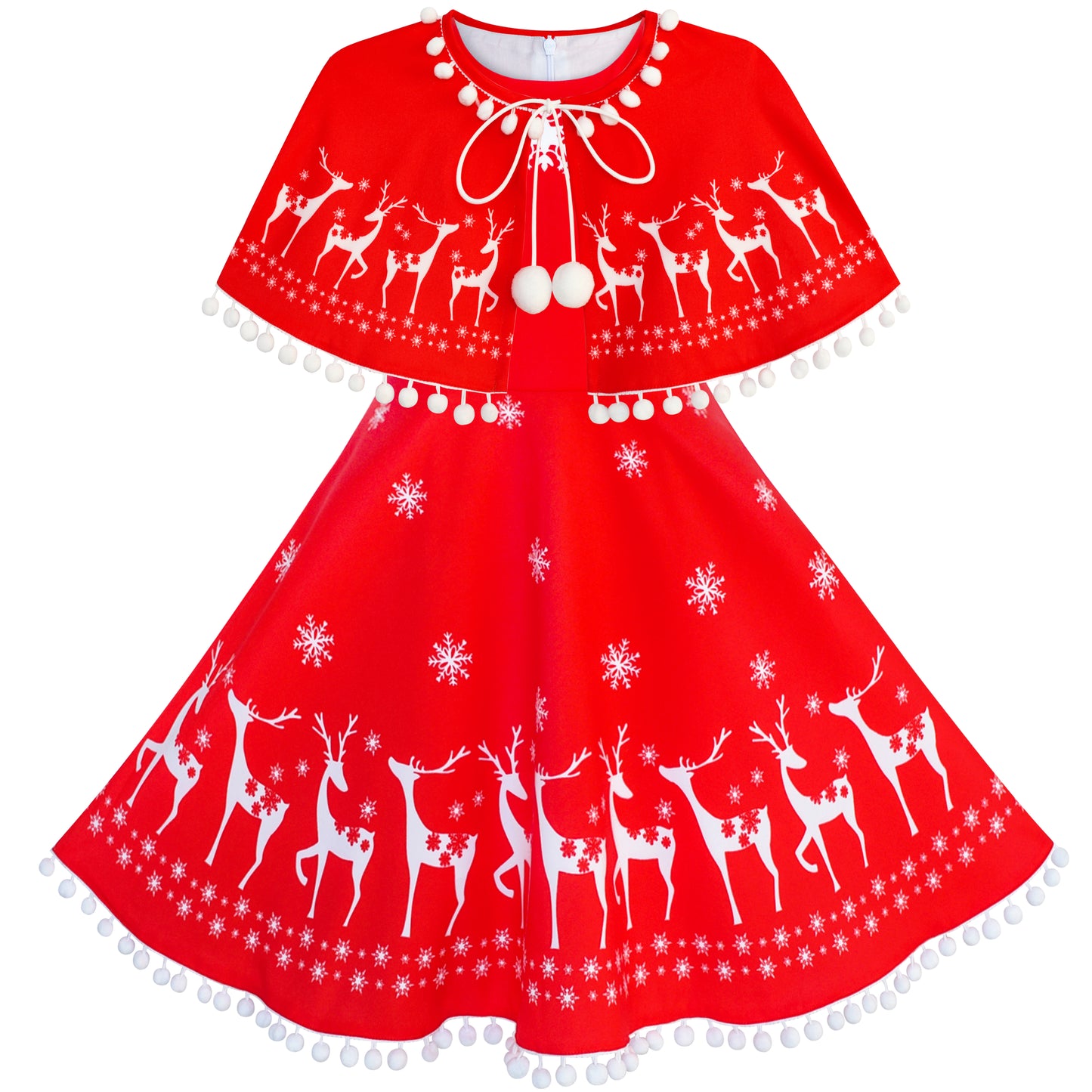 Girls Dress Cape Cloak Christmas Year Holiday Party Size 4-14 Years