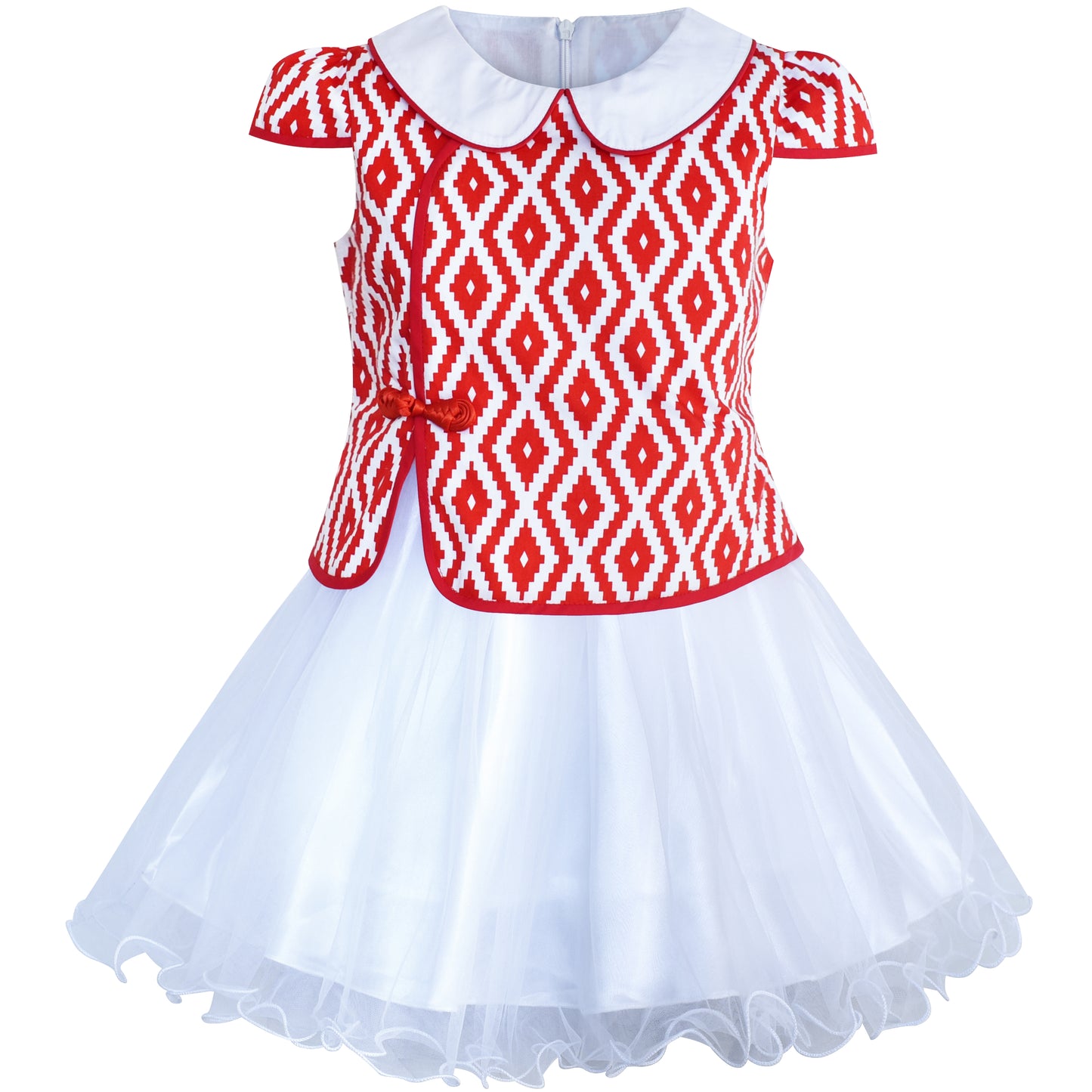 Girls Dress Lace Stripe Collar Party Size 4-14 Years
