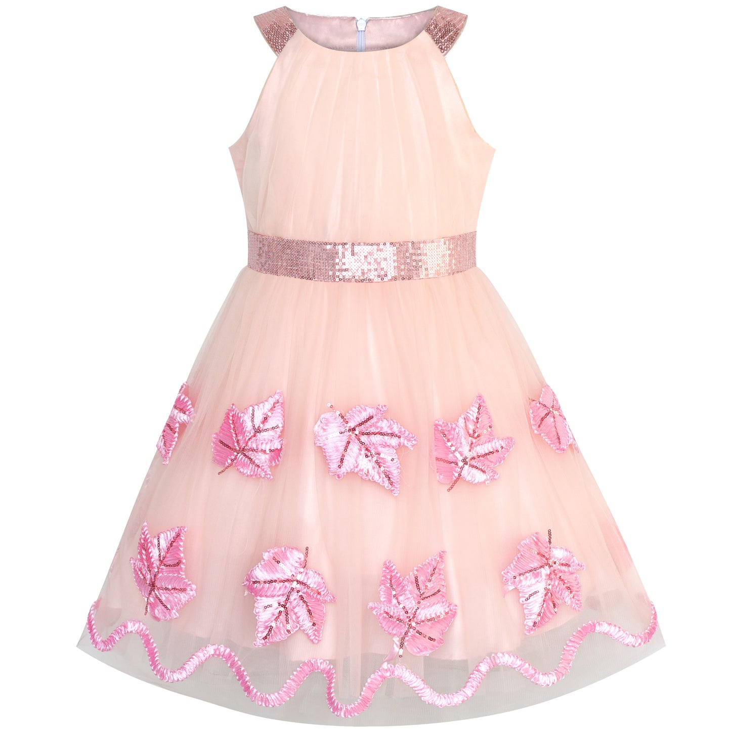 Flower Girls Dress Lace Sequins Sparkling Wedding Bridesmaid Size 5-12 Years