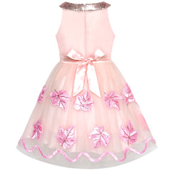 Flower Girls Dress Lace Sequins Sparkling Wedding Bridesmaid Size 5-12 Years