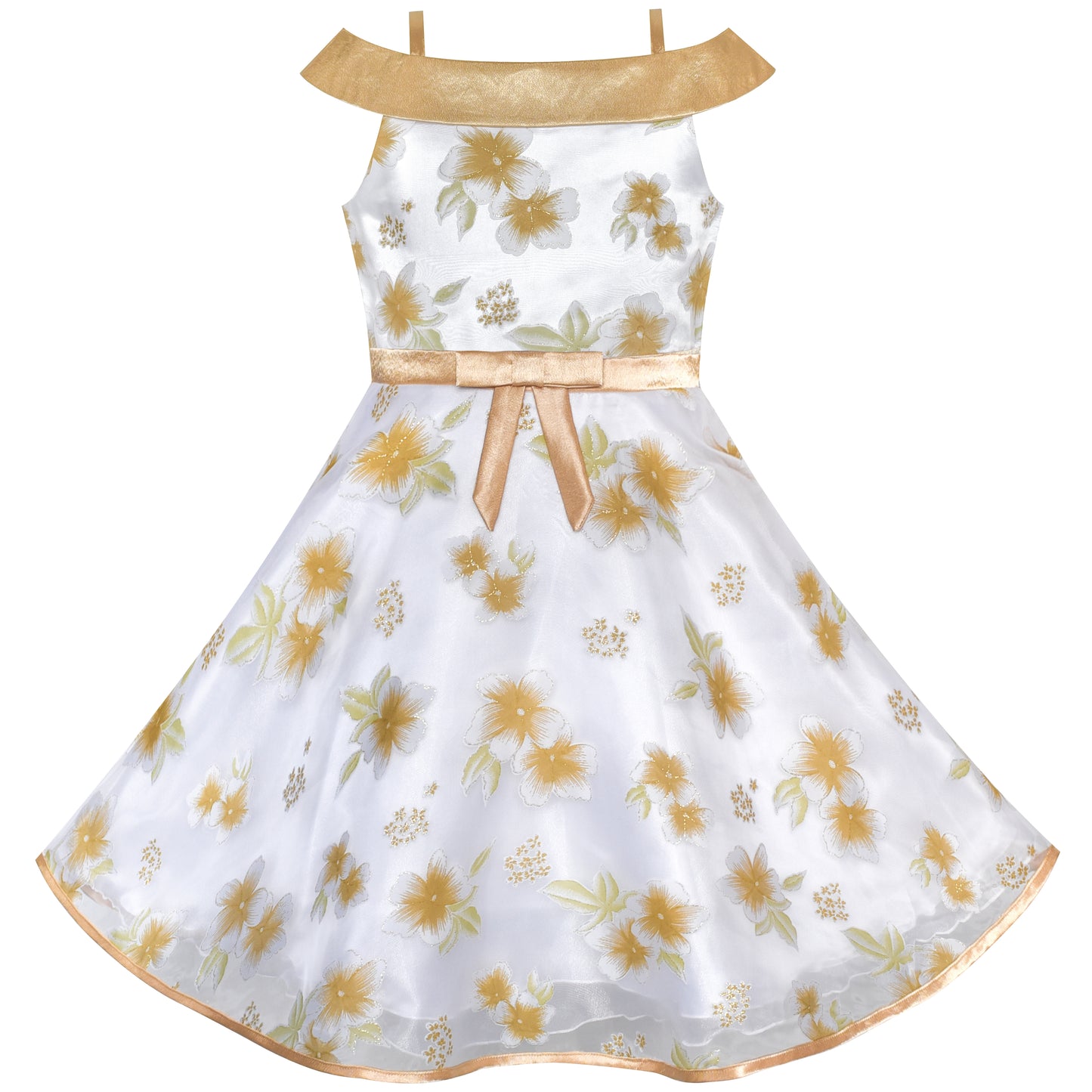 Girls Dress Off Shoulder Hi-low Skirt Bridesmaid Size 4-14 Years