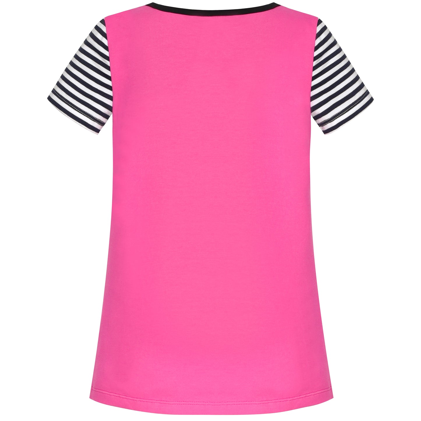 Girls Dress Flower Embroidered Stripe Short Sleeve Size 2-12 Years