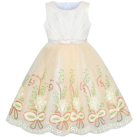 Flower Girls Dress Tiered Skirt Bridesmaid Wedding Size 4-12 Years
