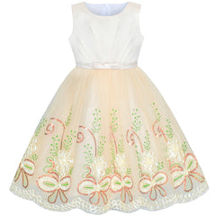 Flower Girls Dress Tiered Skirt Bridesmaid Wedding Size 4-12 Years