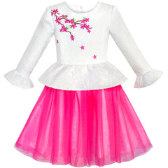 Girls Dress Lace Stripe Collar Party Size 4-14 Years