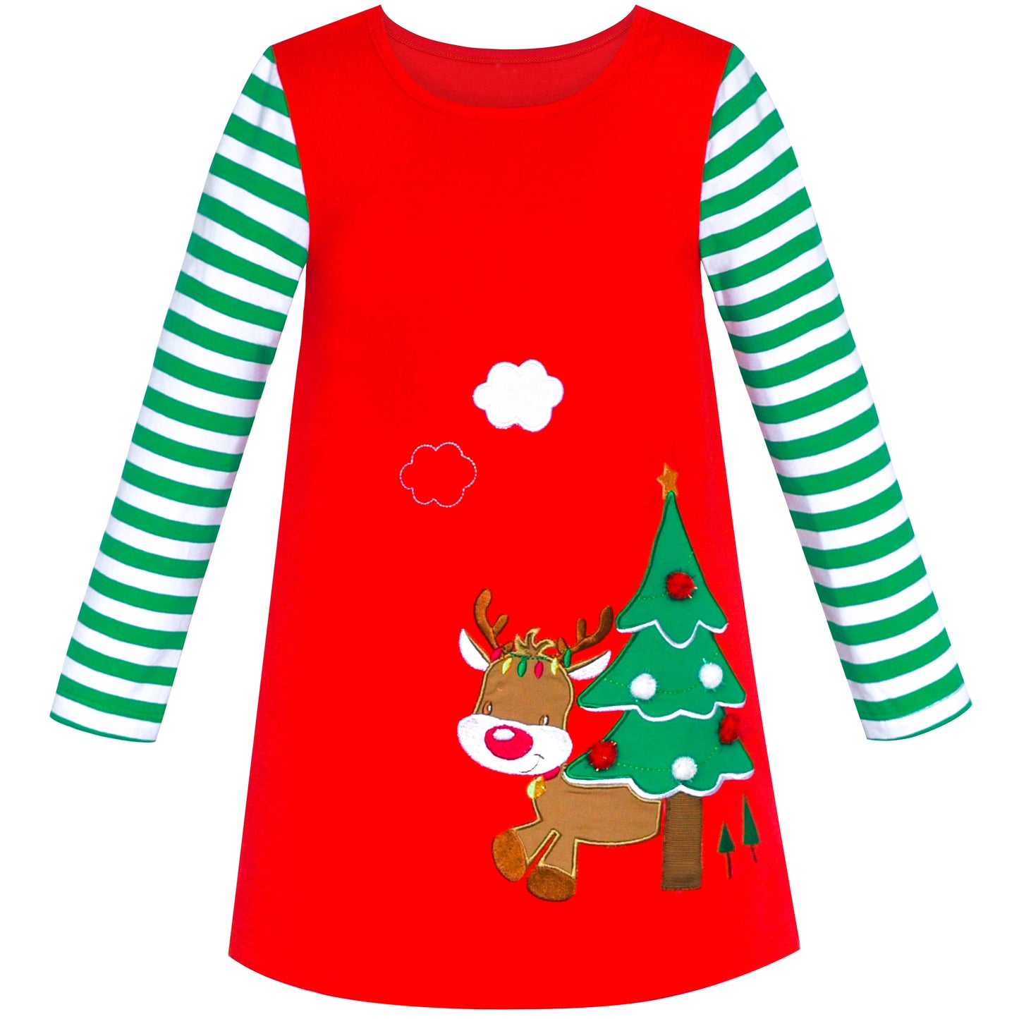 Girls Dress Long Sleeve Christmas Bow Tie Holiday Party Size 2-12 Years