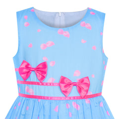 Girls Dress Rose Flower Double Bow Tie Party Size 4-12 Years