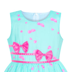 Girls Dress Rose Flower Double Bow Tie Party Size 4-12 Years
