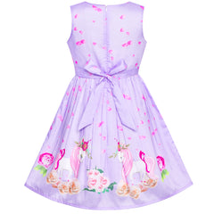 Girls Dress Rose Flower Double Bow Tie Party Size 4-12 Years