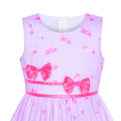 Girls Dress Rose Flower Double Bow Tie Party Size 4-12 Years