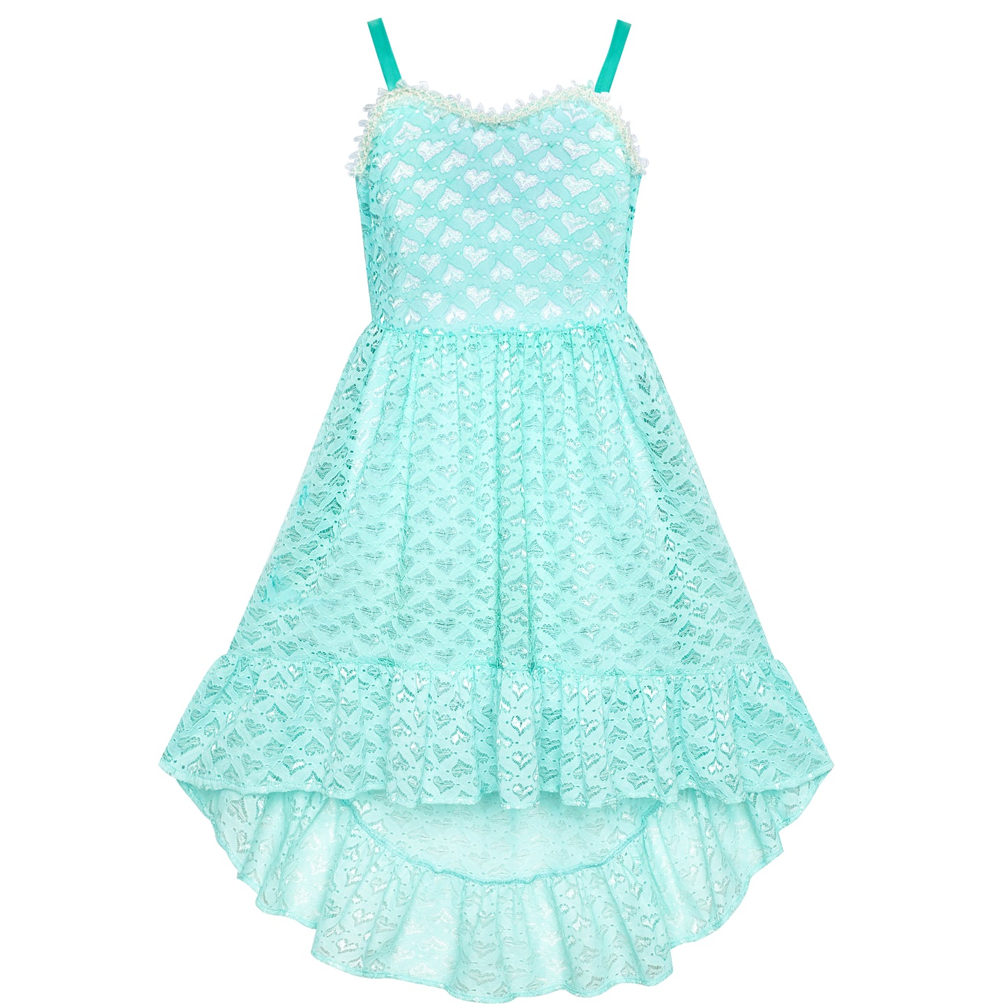 Girls Dress Lace Floral Hi-low Off Shoulder Pageant Bridesmaid Size 4-12 Years